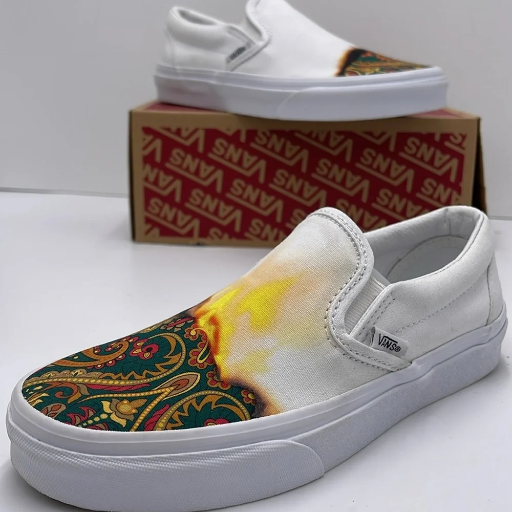 Vans Canvas Men’s Slip-On Shoes in Desert Vibes Oat Classic Slip-On (Big Reveal)